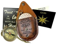 Bible Verse Brass Compass    Trust Trust in the Lord   Leather Case Edition 1