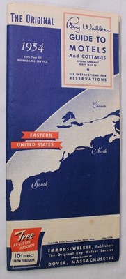 1954 RAY WALKER EASTERN UNITED STATES GUIDE TO MOTELS COTTAGES MAP