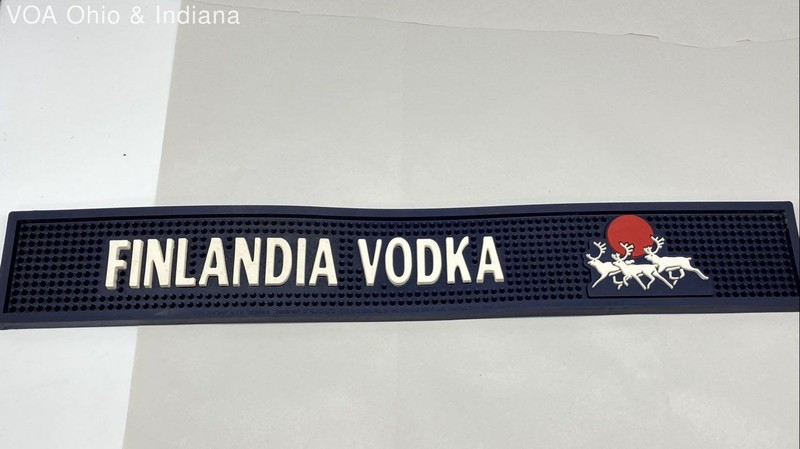 Finlandia Vodka Bar Spill Mat Rubber Rail Runner Reindeer Logo 24 Inch Blue