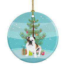 English Bulldog Tricolor Christmas Ceramic Ornament WDK3045CO1