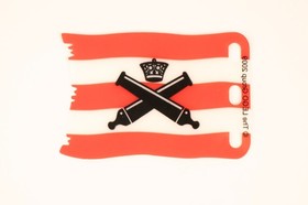 LEGO Plastic Flag 7 x 4 Crossed Cannons over Red Stripes Pirates II 6242 #84624