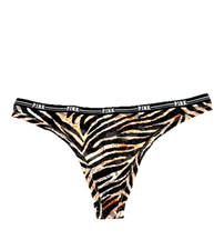 Victoria's Secret PINK Logo Lace Thong Panty Tiger Stripe Print