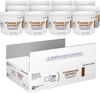 Dynarex Vitamins A & D Ointment 15oz Skin Protectant Diaper Rash Discomfort 12Pk