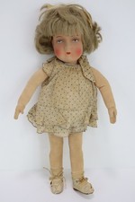 Antique 14" Painted Bisque Head Doll H 523 4/0 P.L. Cloth Body Human Hair