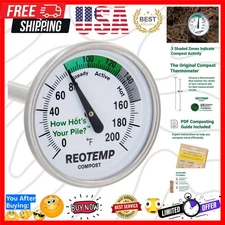 High Accuracy 16 Inch Backyard Compost Thermometer & Eco-Friendly Guide Included