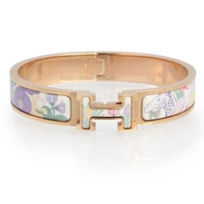 Hermes Precious Paradise Enamel Bracelet H Click Jasmin Pink Gold 17cm