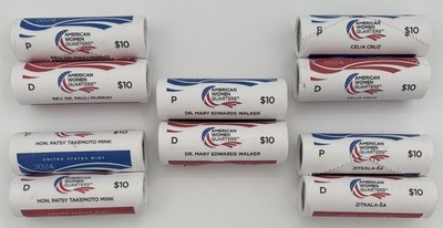 2024 P&D American Women 10 BU US Mint Wrapped Quarter Rolls w/ All Five Designs