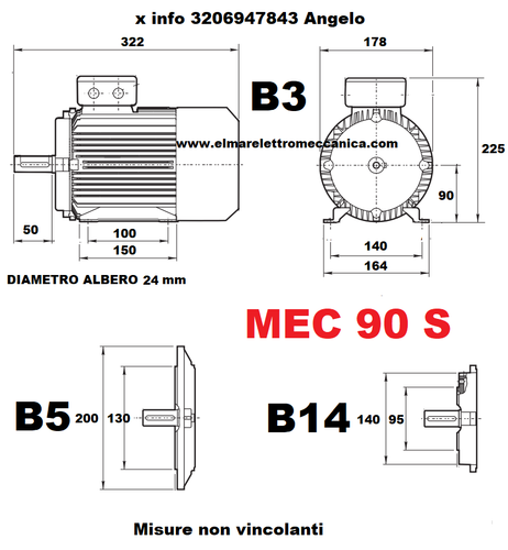 Motore Elettrico Monofase B3 CON PIEDINI giri 2800 1400 900 rpm poli 2 4 6 230 V - Photo 38/56