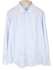 SUITSUPPLY Men Shirt 45/ 17 3/4 Slim Light Blue Striped Melange Formal Classic