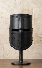 Black Medieval Helm Knight Helmet Handmade Steel Crusader Armor LARP Reenactment