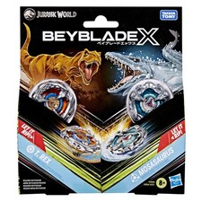 Hasbro Beyblade X in collaborazione con Jurassic World T Rex vs Mosasauro