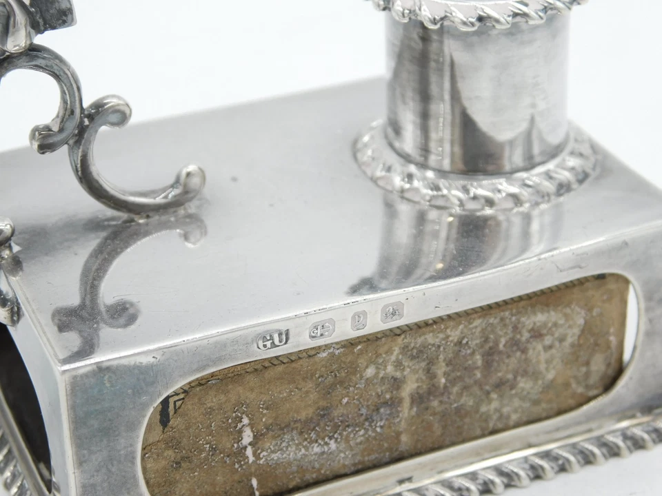 Combinación victoriana de plata esterlina y soporte de fósforo antiguo 1898 Foto 3 de 4