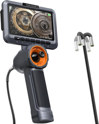 360 Articulating Borescope with Light, 5'' Monitor Industrial Inspection Camera 