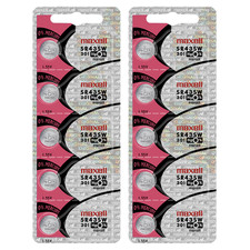 Maxell 301 SR43SW Silver Oxide Watch Batteries 10 Batteries - EXP 2020