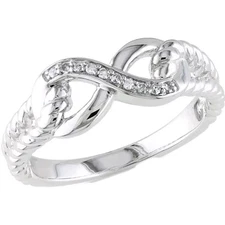 1/20 CT. T.W. Diamond Infinity Rope Ring in Sterling Silver