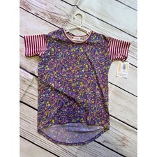 LuLaRoe Gracie Kids Top Size 8 Purple Floral ...