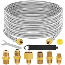 20 Feet High Pressure Braided Propane Hose Extension with Conversion Coupling...