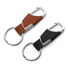 Mabor 2Pcs Metal Key Chain with Leather Heavy Duty Home Office Car Keychain 