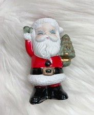 Vintage MCM Flambro Christmas Santa Clause With Tree Figurine Retro 50 60s Decor