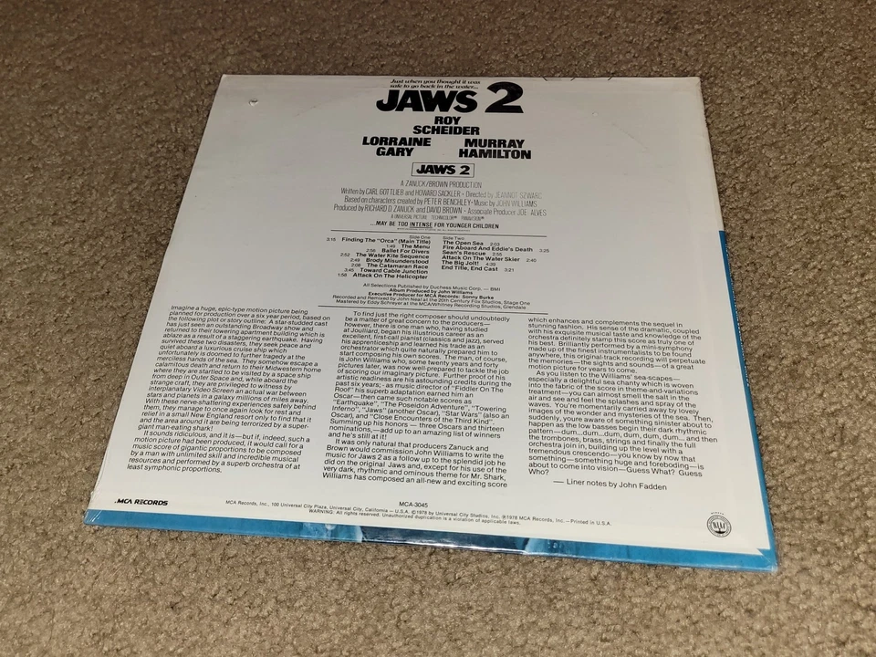 Jaws 2 Soundtrack - John Williams 1978 Vinyl LP Record - Sealed New - Image 3 of 4