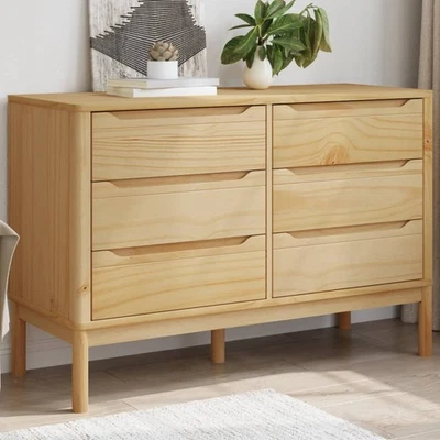 Commode Armoire de Rangement Buffet Couloir Intérieur Bois de Pin Massif vidaXL - Photo 1/3