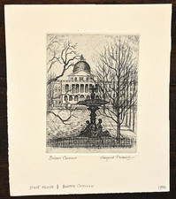 Boston Common, by Margaret Philbrick – Mass. State House, Vintage, Original