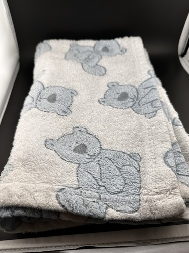 Stephan Baby weiß blau Teddybär Decke weich Fleece Security Lovey 30x40 LESEN - Bild 19 von 20