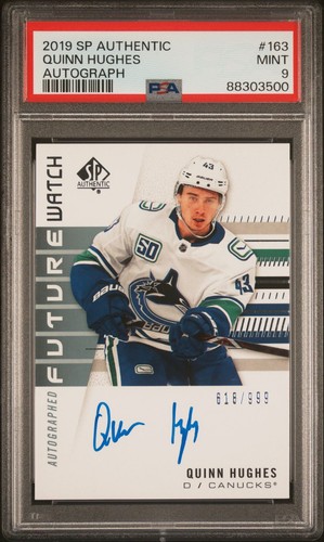 2019-20 SP Authentic Future Watch Auto 163 Quinn Hughes #618/999 PSA 9 FW RC - Picture 1 of 2