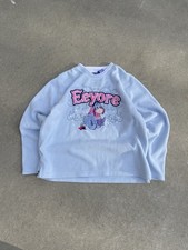 Vintage Disney Winnie the Pooh Eeyore Fleece Light Blue Sweater L