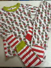 HANNA ANDERSSON ORGANIC COTTON HOLIDAY GRINCH LONG JOHNS PAJAMAS  150  12