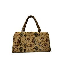 Vintage Tapestry Floral Satchel Kiss lock Handbag -Needlepoint