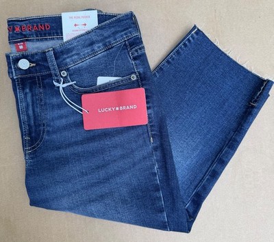 Lucky Brand Women's Medium Blue Denim Pedal Pushers Raw Hem 8/29 MSRP: $99.50