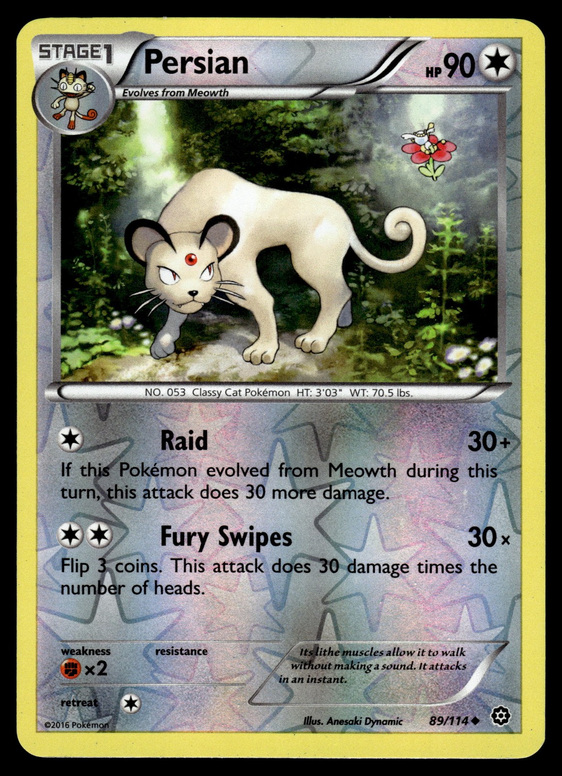 Persian Reverse Holofoil 89/114 Uncommon XY - Steam Siege Pokemon