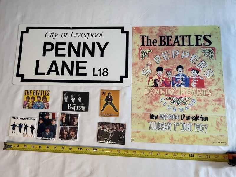 Real collector Vintage Beatles Magnets 2 Metal Signs. Beatles Heirloom 10 Pcs
