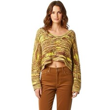 Silence Noise Womens Sweater Small Slouchy Chenille Crop Bohemian Boho Neutral