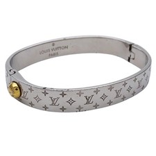 Louis Vuitton M00250 Bracelet Nanogram Cuff LV Monogram silver Used from Japan