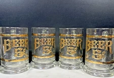 4 Vintage Culver Embossed Gold Mug/Stein/Tankard '5¢ Beer' Old Fashioned  set