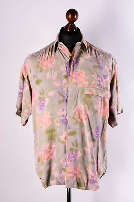 PAL ZILERI　Flower Fmbroidery Over Shirts Pal Zileri Classic Short Sleeve Miltocolored Floral Print Shirt