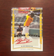 2014 Leaf Perfect Game  BLAKE BREWSTER YELLOW #/25 Certified Autographed Card