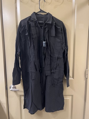 ivan grundahl cotton black ruffle IRIS long shirt dress sz S