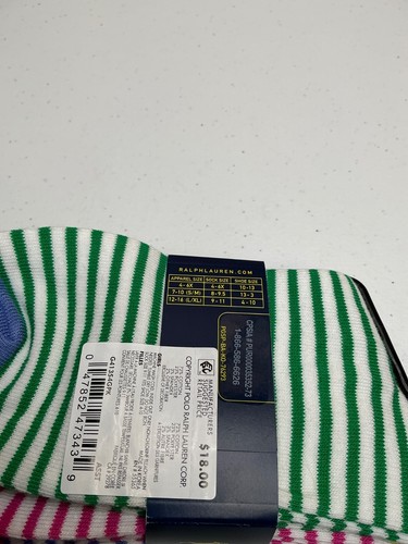 Polo Ralph Lauren Stripe Socks Girls 9-11 (Shoe Size 4-10)3pack vibrant NEW NWT - Picture 3 of 3