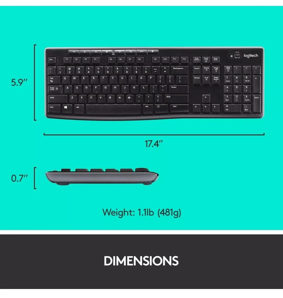 Logitech MK270 Wireless Keyboard and Mouse Combo - 920-008813 - Image 4 of 4