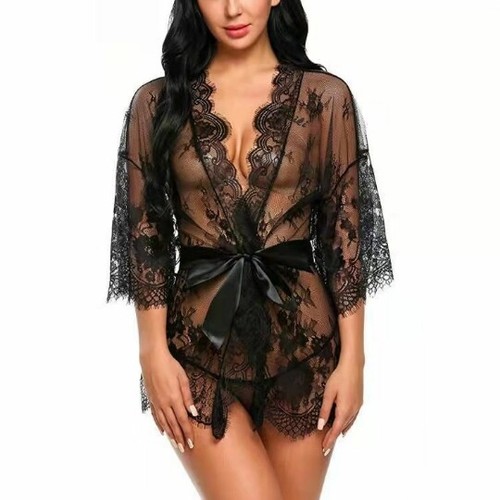 Women See Through Lace Mesh Babydoll Lingerie Nightdress Sexy G-String Sleepwear - Picture 6 of 8