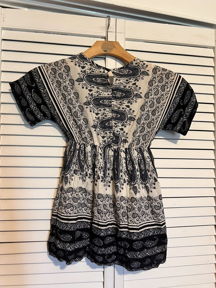 Vestido FLYING TOMATO Niñas Niños Talla 5-6 Manga Corta Forrado Campesino Boho Cachemira Foto 4 de 4