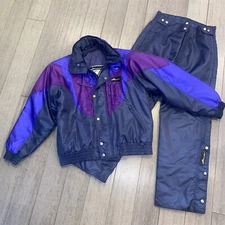 Vtg Schneider Ski Suit Snowsuit Coat Pants Snow Bib Snowboard Retro 1980s Mens