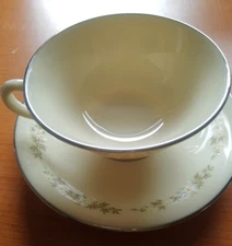 Lenox Brookdale Footed Cup & Saucer U Choose Qty Floral Textured Platinum Rim