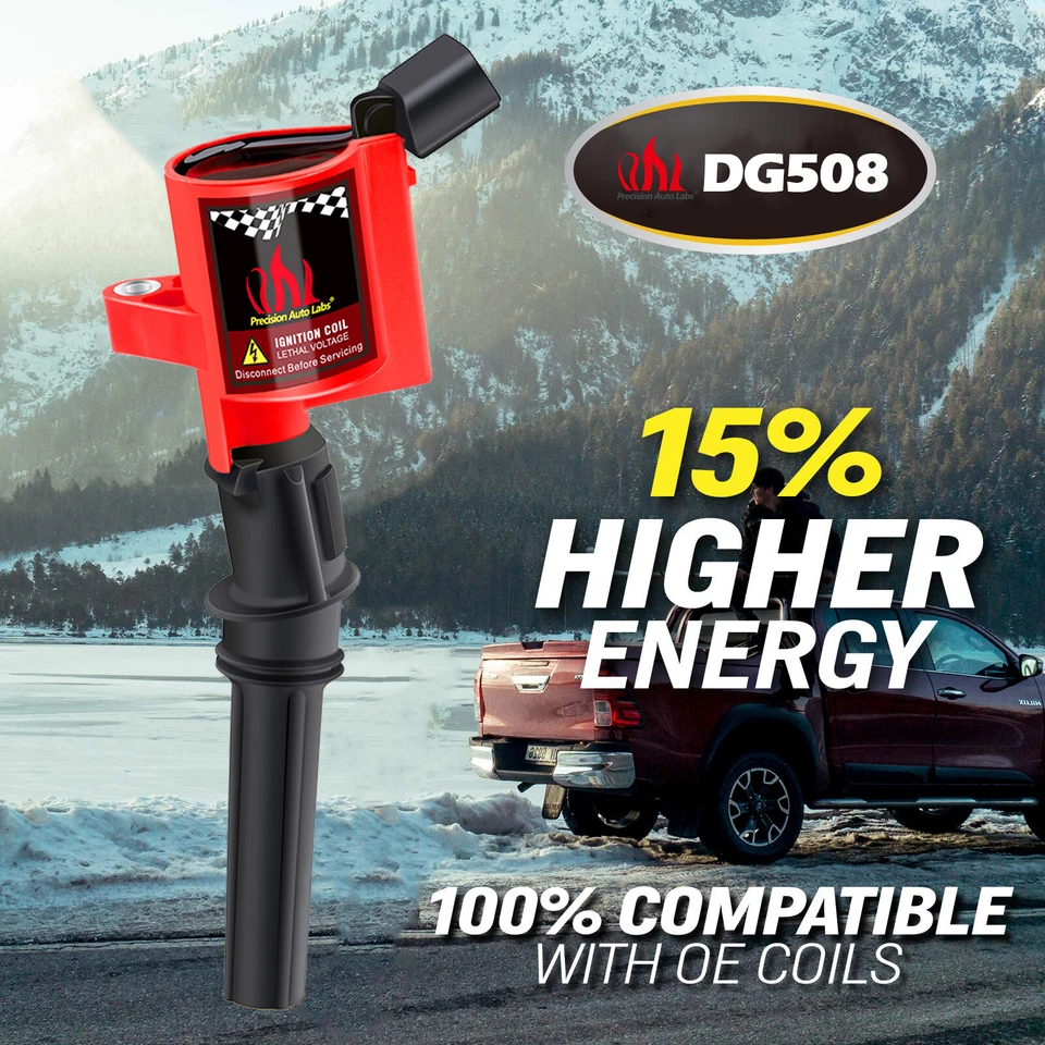 Paquete de 8 bobinas de encendido de rendimiento DG508 para Ford F150 F250 F550 Lincoln 4,6 L 5,4 L Foto 2 de 4
