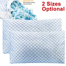 Memory Foam Cooling Pillow Heat and Moisture Reducing Ice Silk and Gel Infused