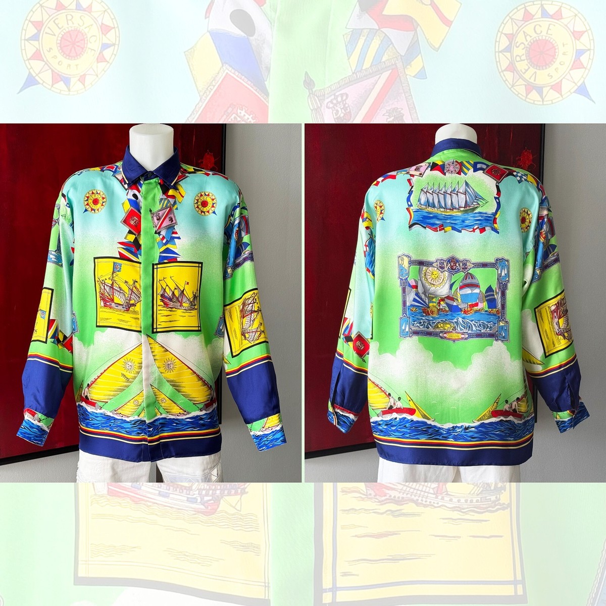 トップス VERSACE SPORTS sizeS Versace Sport Shirt Mens Large New Long Sleeve Blue The