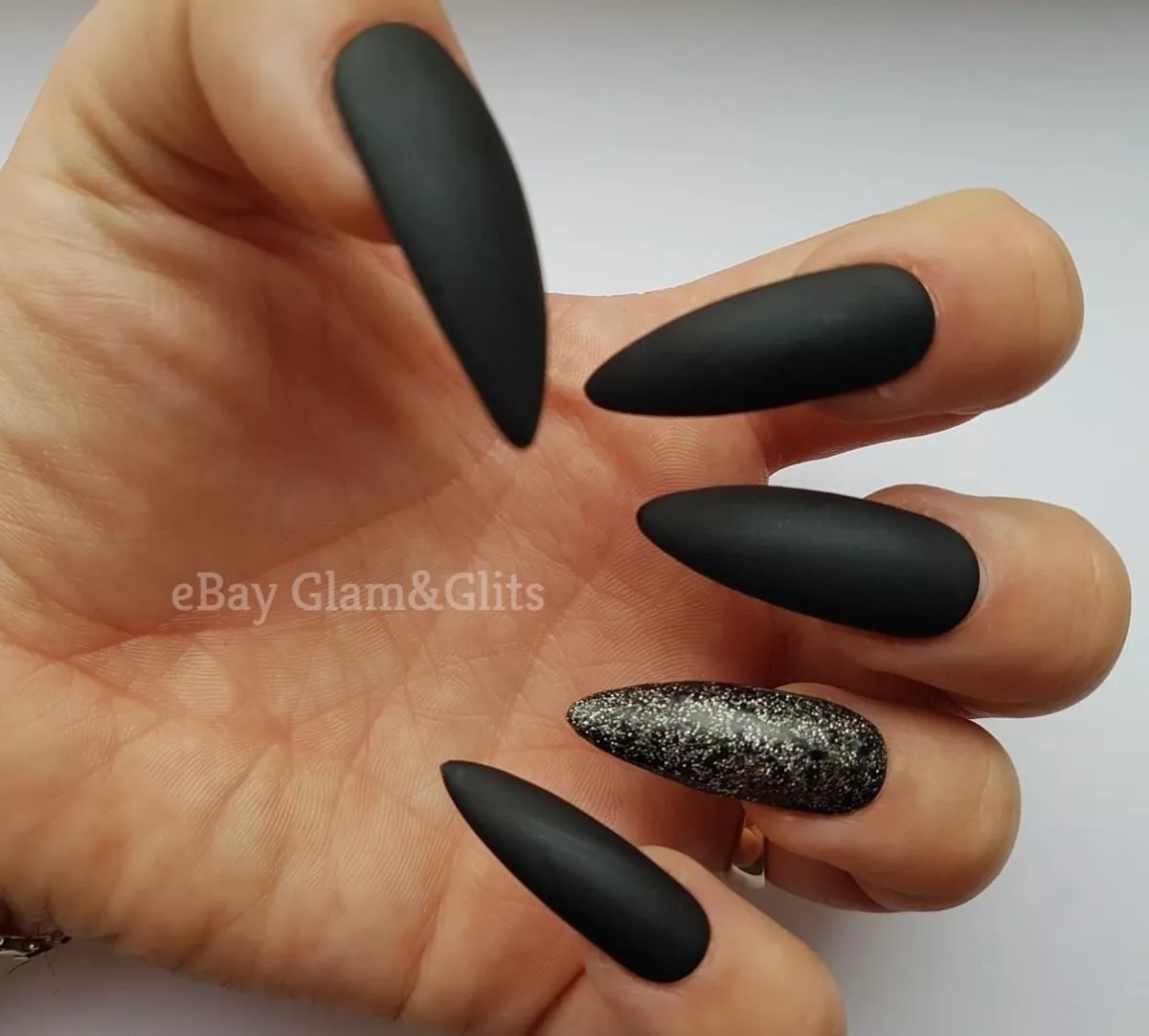 Rise stof Underholde 24 Painted Gel Press On False Nails Matte Black Glitter Coffin Stiletto Square | eBay Rise stof Underholde 24 Painted Gel Press On False Nails Matte Black Glitter Coffin Stiletto Square | eBay